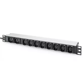 DIGITUS 1U Aluminiowa PDU do montażu w szafie rack 8x C13 2xC19 16A 230VAC 50/60Hz wtyk IEC C20