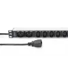 DIGITUS 1U Aluminiowa PDU do montażu w szafie rack 8x C13 2xC19 16A 230VAC 50/60Hz wtyk IEC C20
