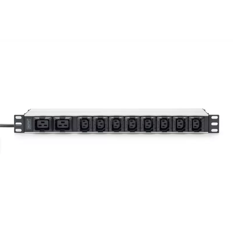 DIGITUS 1U Aluminiowa PDU do montażu w szafie rack 8x C13 2xC19 16A 230VAC 50/60Hz wtyk IEC C20