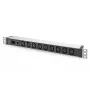 DIGITUS 1U Aluminiowa listwa zasilająca PDU do montażu w szafie 9x C13 10A 230VAC 50/60Hz wejście IEC C14 10A bezpiecznik