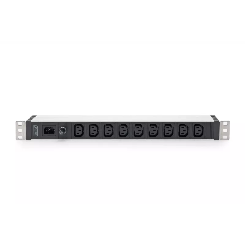 DIGITUS 1U Aluminiowa listwa zasilająca PDU do montażu w szafie 9x C13 10A 230VAC 50/60Hz wejście IEC C14 10A bezpiecznik