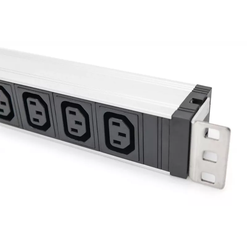 DIGITUS 1U Aluminiowa listwa zasilająca PDU do montażu w szafie 9x C13 10A 230VAC 50/60Hz wejście IEC C14 10A bezpiecznik