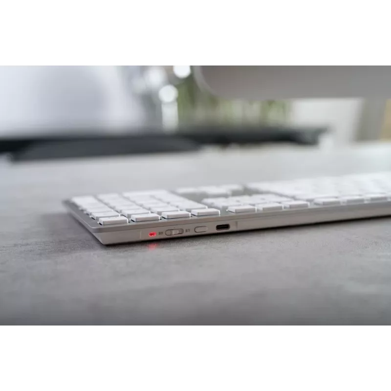 CHERRY KW 9100 cienki FOR MAC klawiatura Uniwersalna USB + Bluetooth QWERTZ Niemiecki Srebrny
