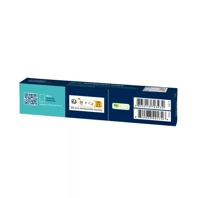 ARCTIC MX-6 ULTIMATE Performance Thermal Paste, pasta termoprzewodząca, Szary, 8 g, 1 szt., 27 mm, 121 mm