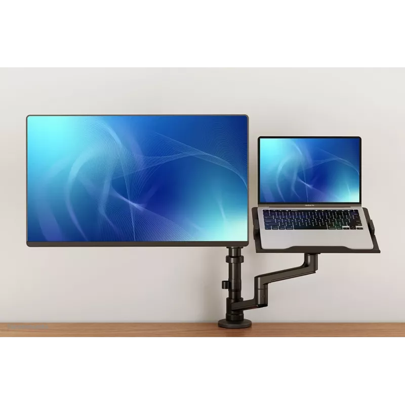 Neomounts DS20-425BL2 Ramię do monitora z uchwytem na laptopa 17-27 cali - oszczędność miejsca