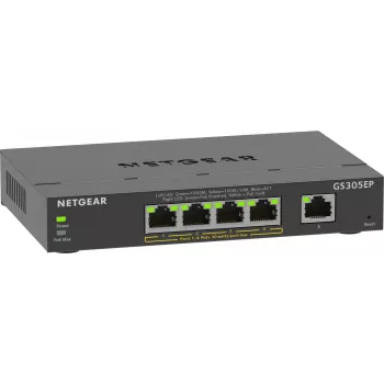NETGEAR 5-Port Gigabit Ethernet PoE+ Plus Switch (GS305EP) Managed L2/L3 Gigabit Ethernet (10/100/1000) Power over Ethernet (PoE) Czarny
