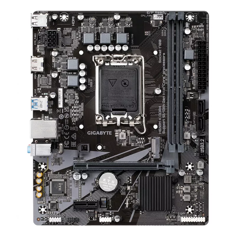 GIGABYTE H610M K DDR4 Motherboard - Obsługuje procesory Intel Core 14. generacji, 3+1+1 fazowa hybrydowa konstrukcja zasilania, do 3200 MHz DDR4, 1x PCIe 3.0 M.2, GbE LAN, USB 3.2 Gen 1