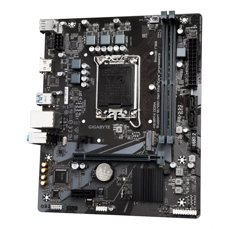 GIGABYTE H610M K DDR4 Motherboard - Obsługuje procesory Intel Core 14. generacji, 3+1+1 fazowa hybrydowa konstrukcja zasilania, do 3200 MHz DDR4, 1x PCIe 3.0 M.2, GbE LAN, USB 3.2 Gen 1