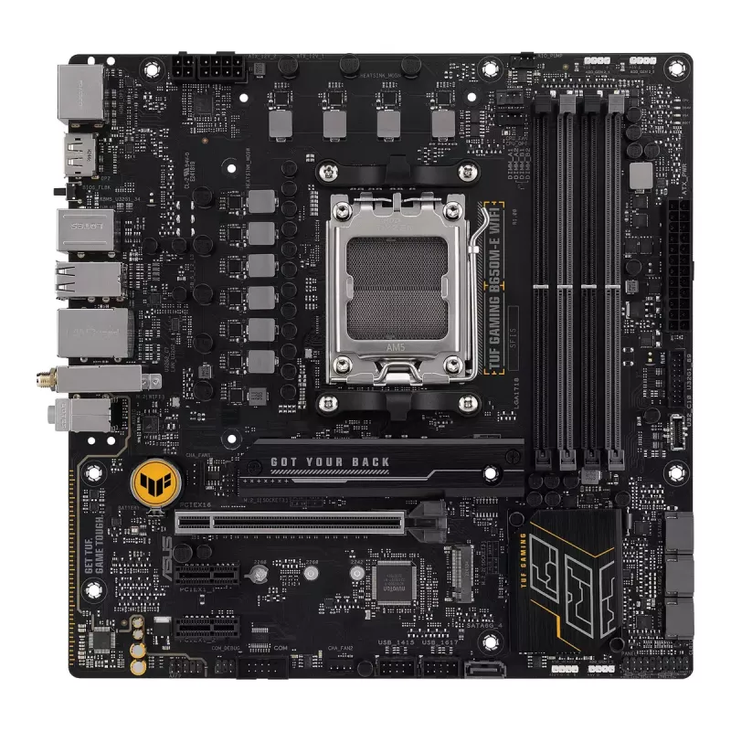 Płyta główna ASUS TUF GAMING B650M‑E WIFI, AMD B650, Socket AM5, micro ATX, DDR5, 4x DIMM, 128GB, Wi‑Fi 6, Bluetooth 5.2