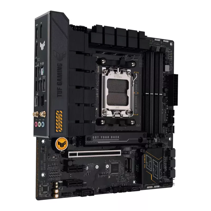 Płyta główna ASUS TUF GAMING B650M‑E WIFI, AMD B650, Socket AM5, micro ATX, DDR5, 4x DIMM, 128GB, Wi‑Fi 6, Bluetooth 5.2