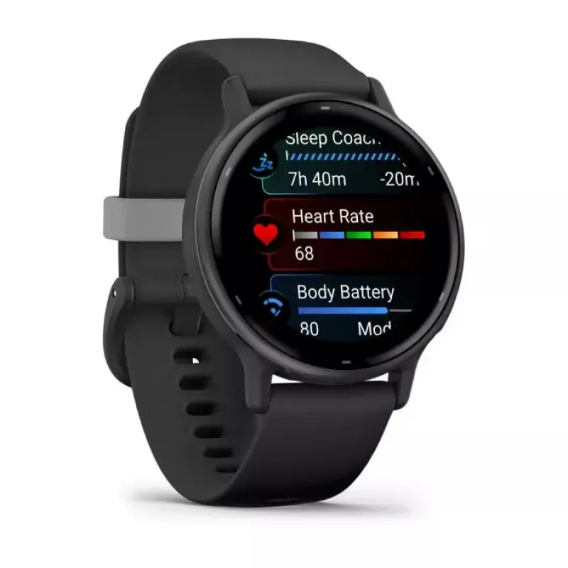 Smartwatch GARMIN Vivoactive 5 Czarny — koperta 42 mm, AMOLED 1,2 cala, GPS/GLONASS/Galileo, 5 ATM, optyczny czujnik tętna, SpO2, bateria 11 dni