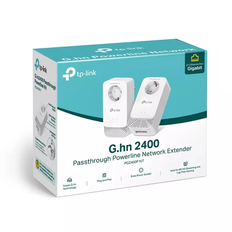 Zestaw adapterów PowerLine TP-Link PG2400P KIT 1428 Mbit/s Ethernet LAN Biały 2 szt.