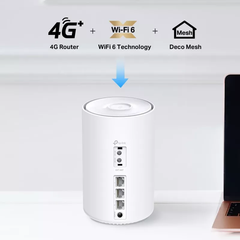 TP-Link 4G+ AX3000 Whole Home Mesh WiFi 6 Gateway, biały, antena wewnętrzna, router mesh, ≤20 dBm (2,4 GHz); ≤23 dBm (5 GHz), dwupasmowy (2,4 GHz / 5 GHz), Wi-Fi 6 (802.11ax)
