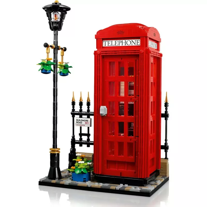 Klocki konstrukcyjne LEGO Czerwona londyńska budka telefoniczna 21347 – modułowy zestaw kolekcjonerski, 1460 elementów, 18+
