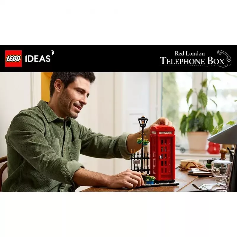 Klocki konstrukcyjne LEGO Czerwona londyńska budka telefoniczna 21347 – modułowy zestaw kolekcjonerski, 1460 elementów, 18+