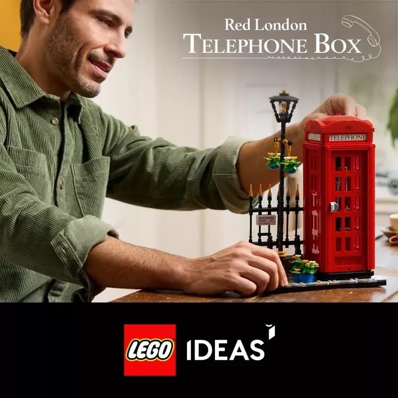 Klocki konstrukcyjne LEGO Czerwona londyńska budka telefoniczna 21347 – modułowy zestaw kolekcjonerski, 1460 elementów, 18+