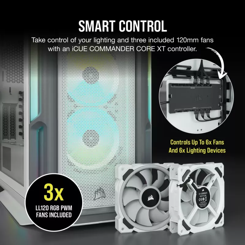 Obudowa PC CORSAIR Mid-tower ATX - Icue 5000t - RGB szkło hartowane - biała