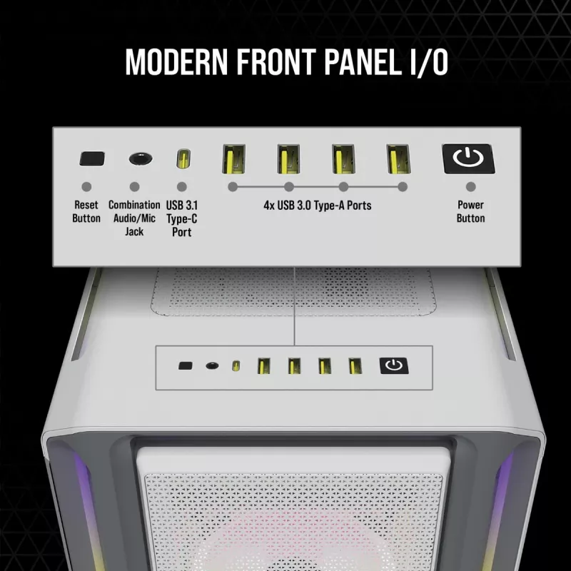 Obudowa PC CORSAIR Mid-tower ATX - Icue 5000t - RGB szkło hartowane - biała