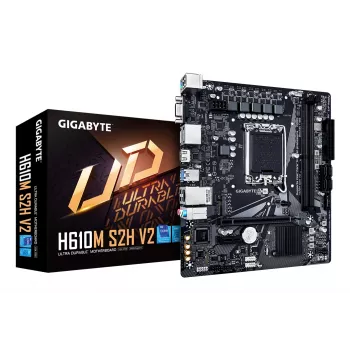 GIGABYTE H610M S2H V2 Płyta główna - Obsługuje procesory Intel Core 14. generacji, 4+1+1 hybrydowe fazy cyfrowe VRM, do 5600MHz DDR5, 1xPCIe 3.0 M.2, GbE LAN, USB 3.2 Gen 1