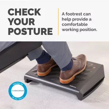 Podnóżek biurkowy Fellowes Breyta – ergonomiczny podnóżek z teksturowaną powierzchnią – podnóżek do biura i domu – czarny