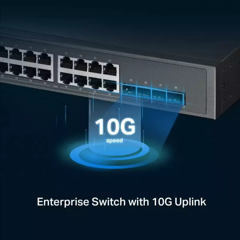 TP-Link Omada 24-Port 2.5GBASE-T and 4-Port 10GE SFP+ L2+ Managed Switch with 16-Port PoE+ & 8-Port PoE++