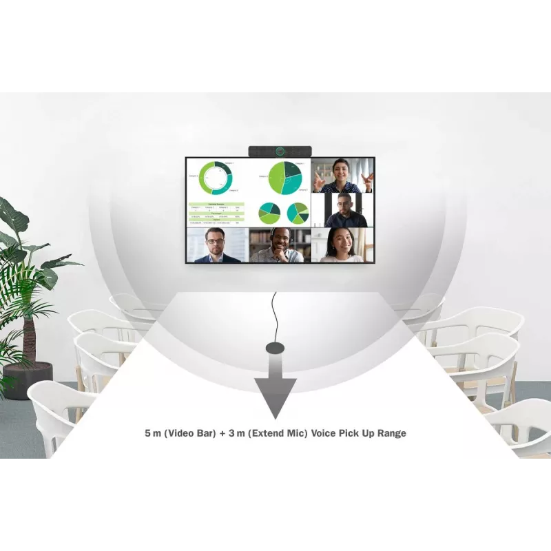 DIGITUS 4K All-in-One Video Bar - system wideokonferencyjny (4x mikrofon/1x głośnik, 1x mikrofon stołowy)