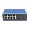 Przełącznik przemysłowy DIGITUS Industrial 8+2-Port Fast Ethernet 8 portów FE RJ45 2 porty GE SFP