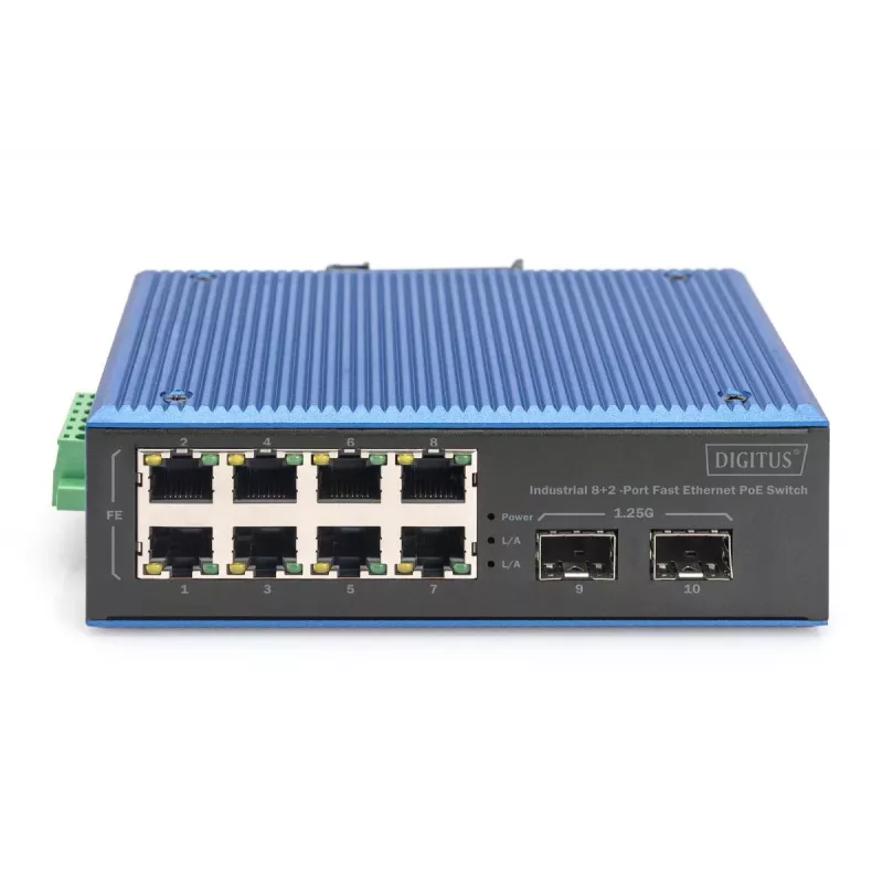 Przełącznik niezarządzalny DIGITUS DN-651147 8+2-Port Fast Ethernet PoE 1 Gbit/s