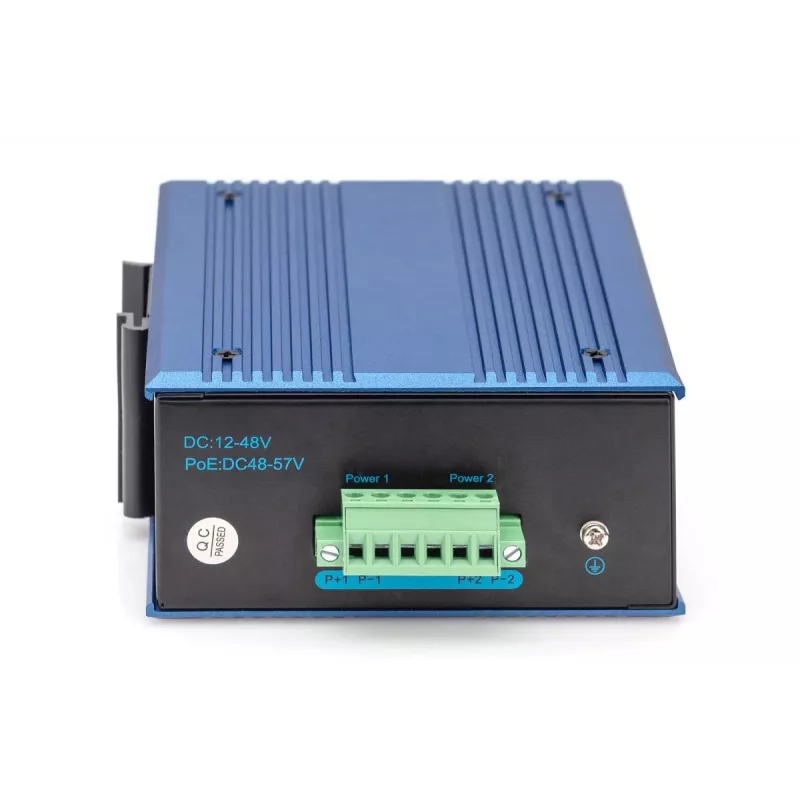 DIGITUS Industrialny 4+2-portowy przełącznik Gigabit Ethernet PoE, 4 porty GE PoE RJ45, 2 porty GE SFP