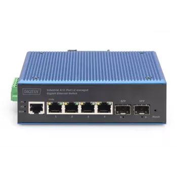 DIGITUS Industrial 4+2-Port L2 managed Gigabit Ethernet Switch 4xGE RJ45 + 2 SFP Port