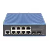 DIGITUS Przemysłowy 8+2-portowy zarządzalny przełącznik Gigabit Ethernet L2 PoE 8xGE RJ45 + 2 porty SFP IEEE802.3at (30W)