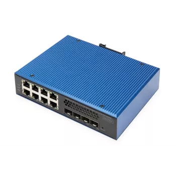 Przełącznik przemysłowy DIGITUS 8+4SFP+ L2 zarządzalny Gigabit Ethernet PoE