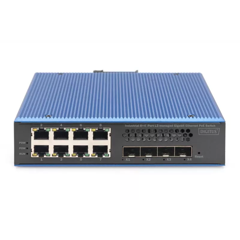 Przełącznik przemysłowy DIGITUS 8+4SFP+ L2 zarządzalny Gigabit Ethernet PoE