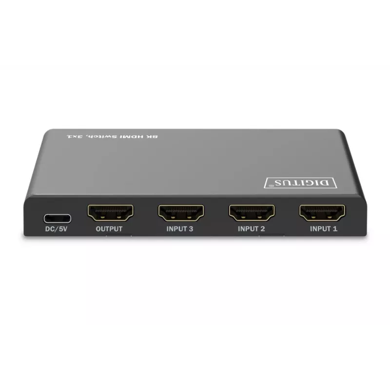 Przełącznik HDMI DIGITUS 3x1. 8K/60Hz (4:4:4). HDR. HDCP 2.3