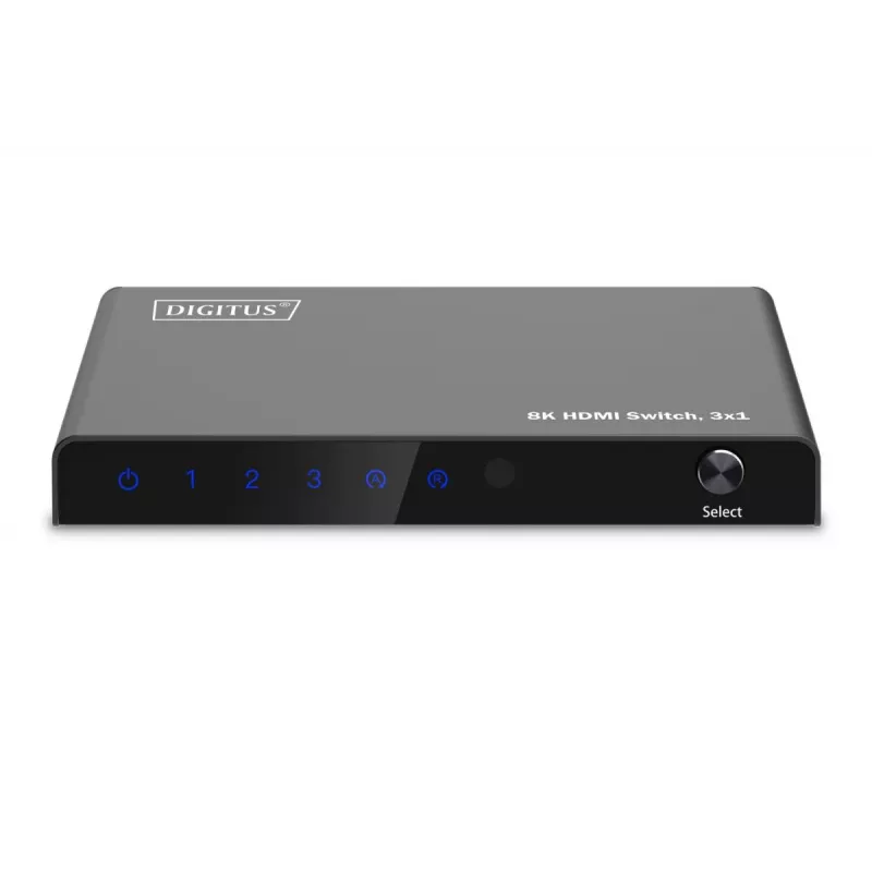 Przełącznik HDMI DIGITUS 3x1. 8K/60Hz (4:4:4). HDR. HDCP 2.3