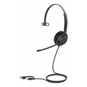 Yealink UH37 Mono Teams USB-C/A Zestaw słuchawkowy, przewodowy, 20–20000 Hz, biuro/centrum obsługi telefonicznej, 96,5 g, zestaw słuchawkowy, czarny