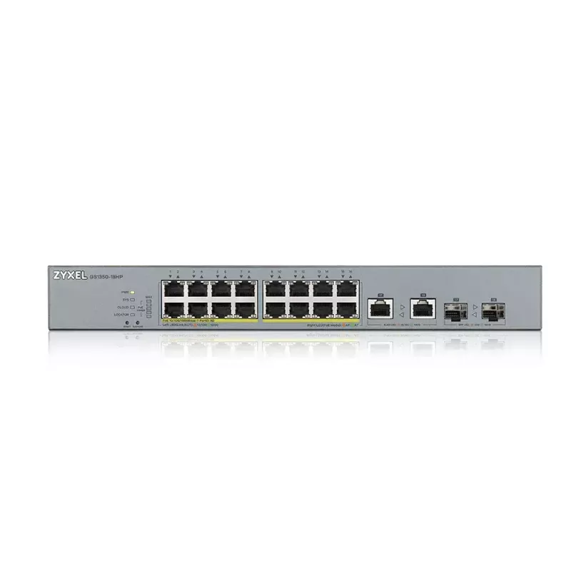 Przełącznik sieciowy Zyxel GS1350-18HP-EU0101F zarządzalny L2 Gigabit Ethernet (10/100/1000) z zasilaniem PoE szary