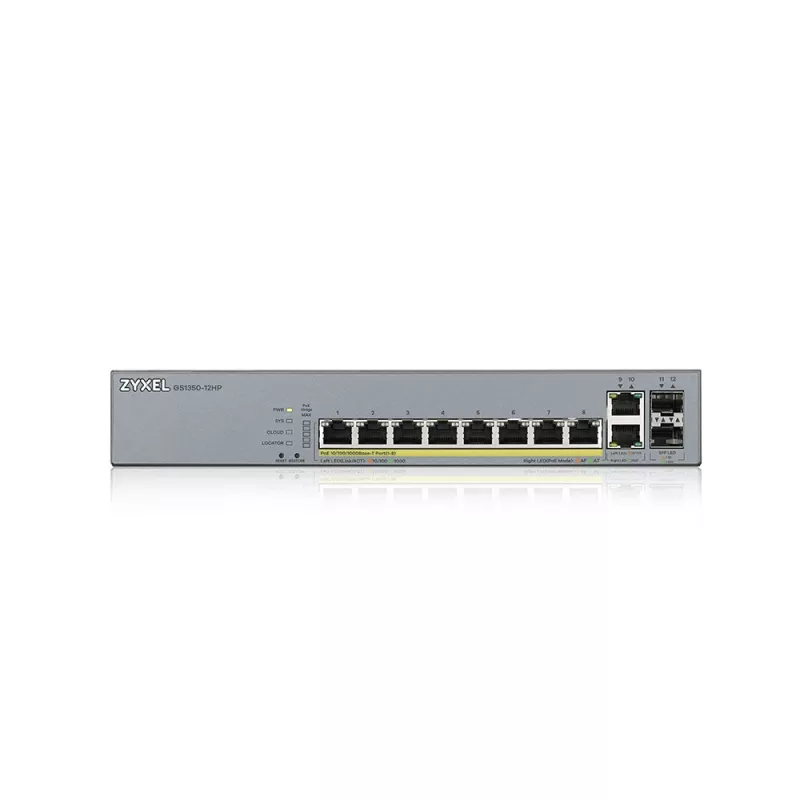 Zyxel GS1350-12HP-EU0101F przełącznik sieciowy zarządzalny L2 Gigabit Ethernet (10/100/1000) Power over Ethernet (PoE) szary