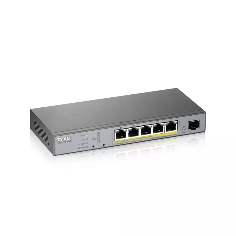 Zyxel GS1350-6HP-EU0101F przełącznik sieciowy Zarządzalny L2 Gigabit Ethernet (10/100/1000) Power over Ethernet (PoE) Szary