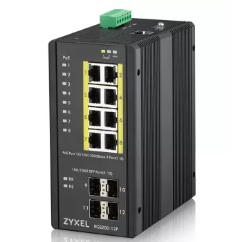 Zyxel RGS200-12P Zarządzalny przełącznik L2 Gigabit Ethernet (10/100/1000) Power over Ethernet (PoE) Czarny