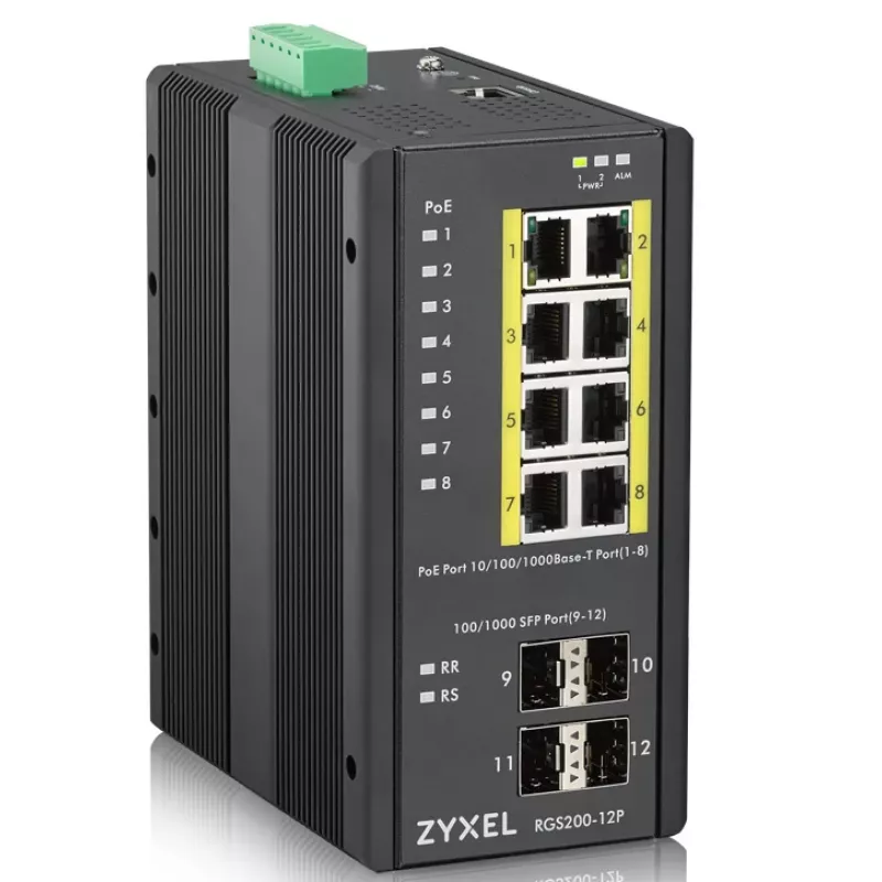 Zyxel RGS200-12P Zarządzalny przełącznik L2 Gigabit Ethernet (10/100/1000) Power over Ethernet (PoE) Czarny