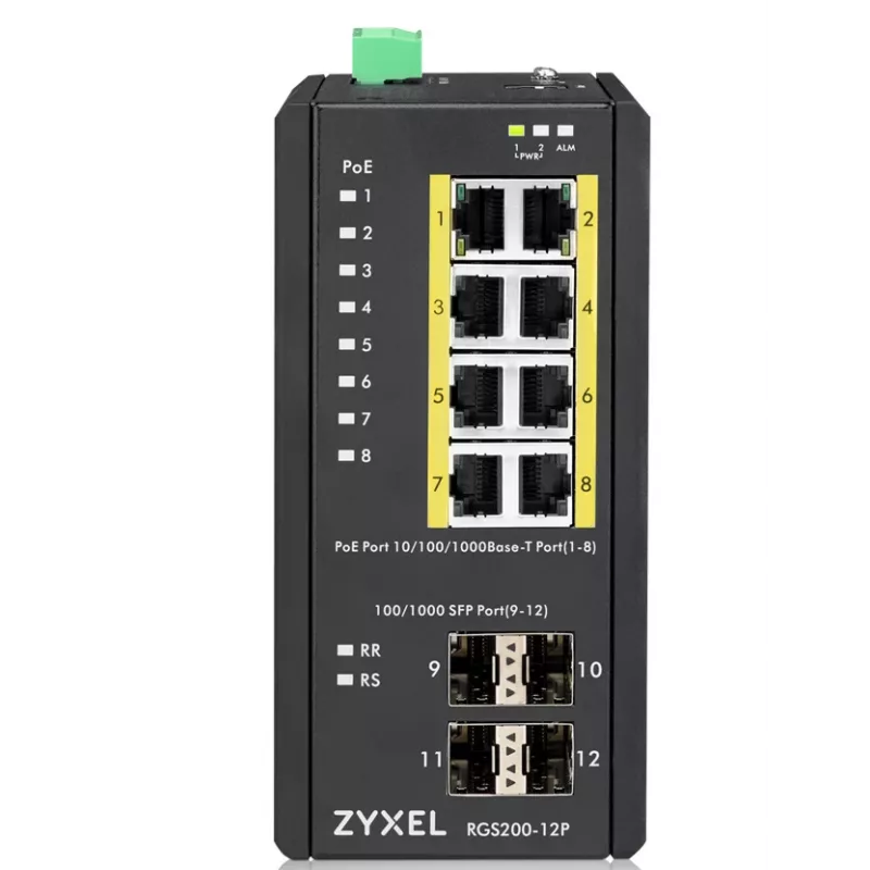 Zyxel RGS200-12P Zarządzalny przełącznik L2 Gigabit Ethernet (10/100/1000) Power over Ethernet (PoE) Czarny