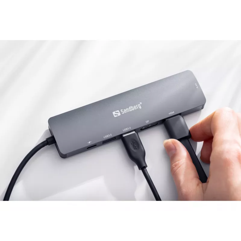 Sandberg USB-C 8K Display Dock USB 3.2 Gen 1 Type-C 100W Power Delivery