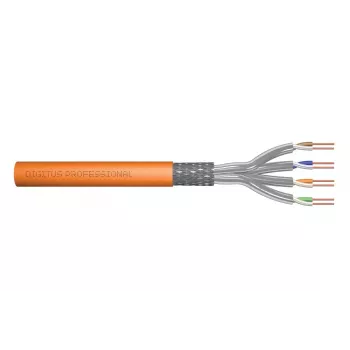 DIGITUS kabel instalacyjny - Kat. 7 - S/FTP - AWG 23/1 - simplex - 50m - Pomarańczowy - 1200 MHz Dca (EN 50575), Opakowanie papierowe, SX