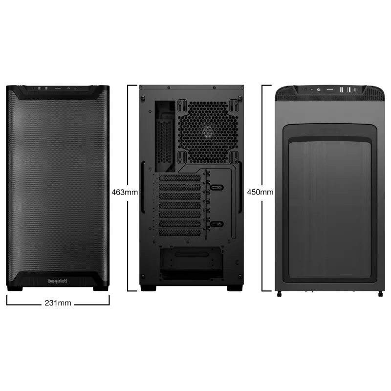 Obudowa PC bequiet! PURE BASE 501 Airflow Window MIDI Tower — ATX, szkło hartowane, wsparcie dla 3x140/240 mm, 2x3,5 cala + 5x2,5 cala, USB-A x2, USB-C x1