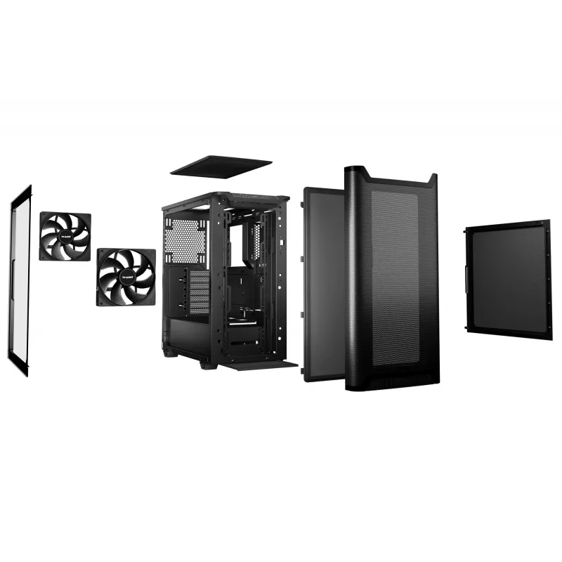 Obudowa PC bequiet! PURE BASE 501 Airflow Window MIDI Tower — ATX, szkło hartowane, wsparcie dla 3x140/240 mm, 2x3,5 cala + 5x2,5 cala, USB-A x2, USB-C x1