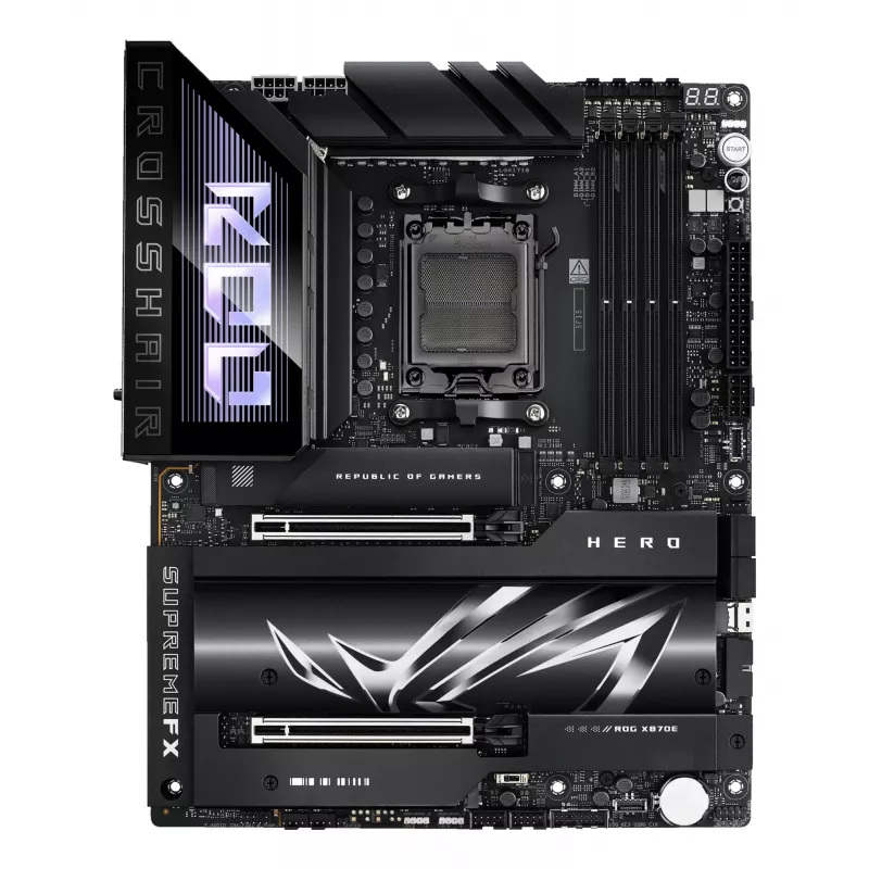 Płyta główna ASUS ROG CROSSHAIR X870E HERO — AMD X870E, gniazdo AM5, ATX, 4× DDR5 DIMM, 192GB, Wi‑Fi 7, Bluetooth 5.4