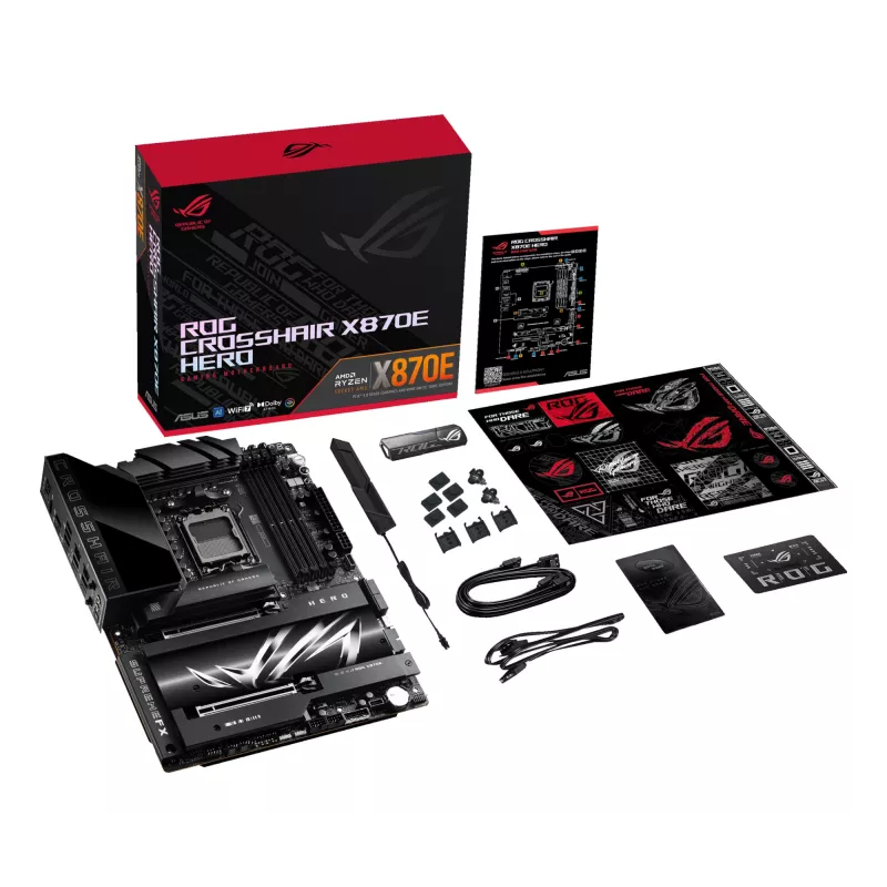 Płyta główna ASUS ROG CROSSHAIR X870E HERO — AMD X870E, gniazdo AM5, ATX, 4× DDR5 DIMM, 192GB, Wi‑Fi 7, Bluetooth 5.4