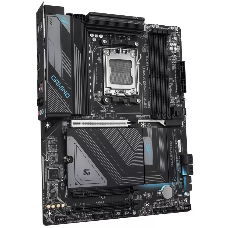 Płyta główna GIGABYTE X870 GAMING X WIFI7 - obsługuje procesory AMD Ryzen 9000, 16+2+2 faz VRM, do 8000 MHz DDR5 (OC), 1xPCIe 5.0 + 2xPCIe 4.0, Wi-Fi 7, 2.5GbE LAN, USB 4
