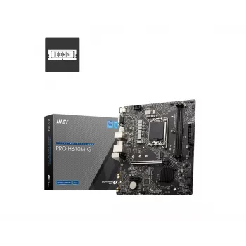 Płyta główna MSI PRO H610M-G — Intel H610, LGA 1700, micro ATX, DDR5, 2 DIMM, do 96 GB, M.2, SATA III, HDMI 2.1, DisplayPort 1.4